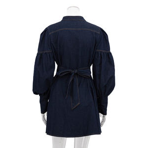 <span class=keywords><strong>Abito</strong></span> in Denim blu Casual alla moda da donna 2025 stile Casual con bottone Slim elegante <span class=keywords><strong>Mini</strong></span> <span class=keywords><strong>abito</strong></span> da donna a vita alta a manica lunga - Product Image 6