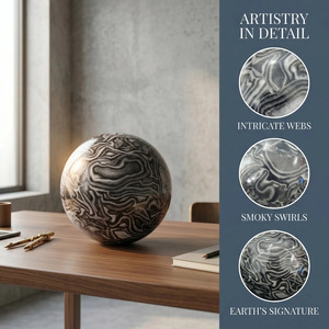 Venta al por Mayor de Esferas de Ágata Negra, Cristal Curativo Natural, Esfera de Cristal de Jaspe Picasso para Decoración del Hogar - Product Image 3