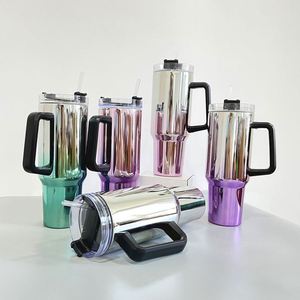 New 40Oz Sublimation <b>Mirror</b> Double Wall Magic Water Bottle Ombre Color Luxury Electroplated Tumbler With Straws - Product Image 1