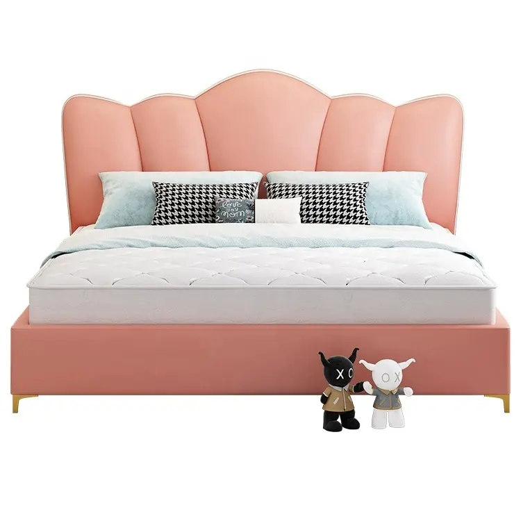 유럽 스타일 이탈리아어 침실 가구 세트 럭셔리 킹 180cm 크기 디자인 더블 패브릭 부드러운 침대 나무 슬레이트