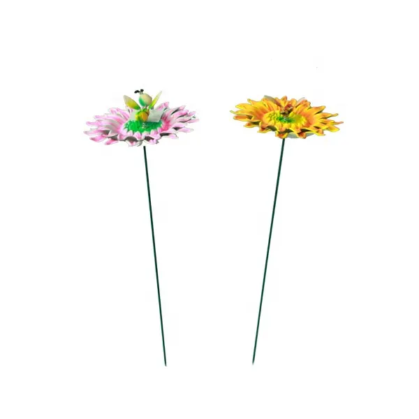 Piquet de jardin en plastique avec tournesol mignon, petits insectes debout, décoration de jardin en métal, ornements de fleurs en métal, bâton de jardin