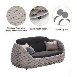 Hôtel <span class=keywords><strong>de</strong></span> luxe moderne loisirs <span class=keywords><strong>jardin</strong></span> mobilier d'extérieur <span class=keywords><strong>corde</strong></span> tressée <span class=keywords><strong>en</strong></span> aluminium canapé d'extérieur patio canapé ensemble pour villa resort balcon - Product Image 6