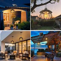 Lampe Solaire Suspendue avec Détecteur de Mouvement 8800 mAh, Lustre Solaire Étanche pour Extérieur : Grange, Patio, Jardin, Cour, Pergola