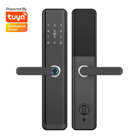 Serrure de porte intelligente avec déverrouillage par empreinte digitale et clé, contrôle via l'application Tuya, compatible Wi-Fi pour plusieurs types de portes