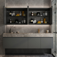 Meuble-lavabo de salle de bain moderne personnalisé George Group, lavabo simple, finition laquée MDF, montage au sol, pour la buanderie, la chambre à coucher
