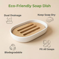 Support à Savon en Gros en Bambou avec Insert, Assiette à Savon Biodégradable en Amidon de Maïs, Porte-Savon Personnalisé avec Logo pour Hôtels et Commodités Hôtelières