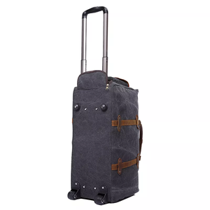 Высококачественная кожаная Водонепроницаемая спортивная сумка на колесиках на заказ, складная тележка для багажа, Мужская холщовая дорожная сумка - Product Image 3