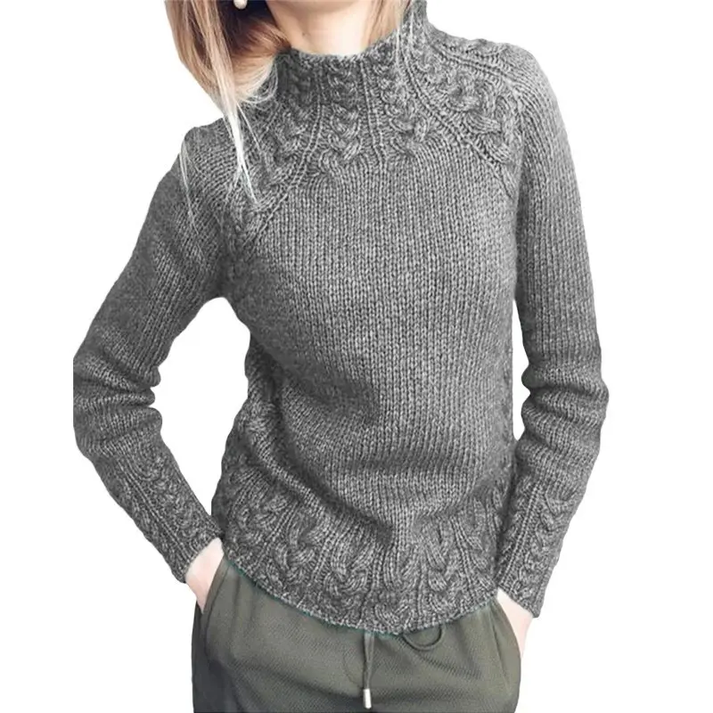 メーカー供給冬のファッショナブルなクルーネックの女性のニットセーターファッショナブルな女性のセーター