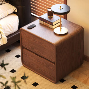 New Solid Wood Storage <strong>Bedside</strong> <strong>Table</strong> with 2 Drawers Modern <strong>Retro</strong> Style Simple Design for Small Bedroom and Living Room - Product Image 1