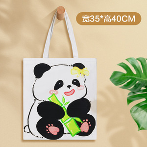 DHF1285 Toptan 35*40cm Çift Taraflı Baskılı Çantalar Panda Büyük Kapasiteli El Çantaları Sevimli Karikatür Tarzı Çocuk Kanvas Çantaları - Product Image 3