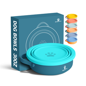 Mangkuk anjing stainless steel 32oz dengan tutup silikon dan mangkuk dapat dilepas membawa dengan tas anjing wadah makanan luar kotak sampel - Product Image 2