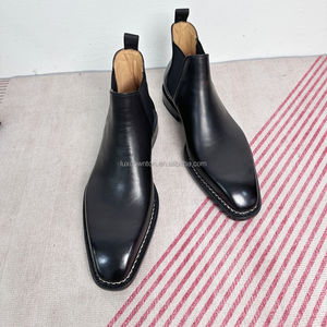 Goodyear bentivegna Hand Welt Shoes Italia Botas de cuero de vaca hombres formal <span class=keywords><strong>Chelsea</strong></span> botines Zapatos fábrica Suela de cuero genuino - Product Image 3