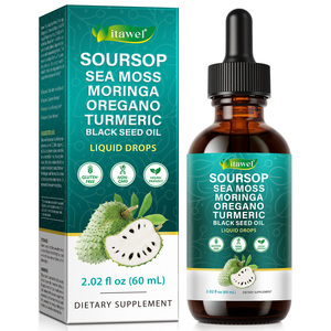 Itawel Vegano 10 en 1 Gotas Líquidas de Guanábana Suplemento con Musgo Marino, Moringa, Orégano, Cúrcuma y <span class=keywords><strong>Ashwagandha</strong></span> para Hombres y Mujeres - Product Image 1