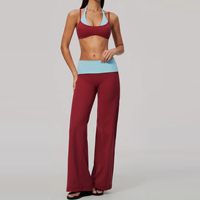 Soutien-gorge de sport deux-en-un personnalisé avec logo pour femme, double couche, en tissu nylon brossé, pour entraînement et yoga, vêtements de fitness et de yoga OEM/ODM