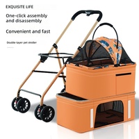 Poussette pliable à double étage pour chiens et chats, légère, avec vue surélevée