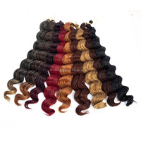 Extensions de cheveux synthétiques à double trame pour tressage au crochet, 24 pouces, 150g/paquet, en fibre haute température, ondulation profonde océanique, pour machine à tresser