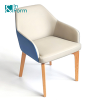 Chaise rembourrée rembourrée en cuir PU Design moderne maison café restaurant cafétéria pieds en bois coussin salle à manger