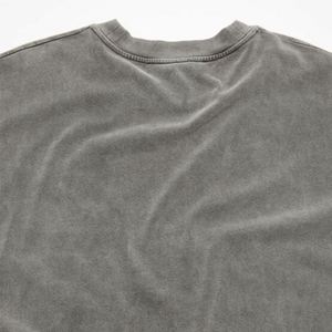 เสื้อยืดคอกลมผ้าฝ้ายสำหรับผู้ชายซักกรดลายวินเทจผ้าถักสำหรับ100% - Product Image 4