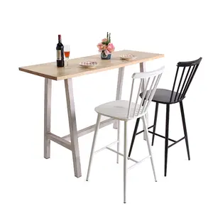 Popular European Not Wooden Not Plastic Barstool Chair Wrought Iron Club Counter High Stool With Footrest Bar Table And Chair