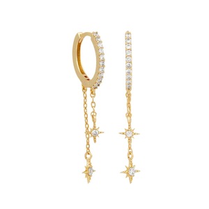 Boucles d'oreilles pendantes Ji Xing tendance, plaquées or, style étoile glacée, avec longue chaîne et pampilles, pour femmes et jeunes filles - Product Image 6