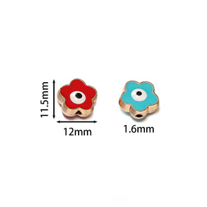 Perles en alliage œil de démon, motif floral, bleu foncé, rouge, effet goutte d'huile, faites à la main, accessoires de bijoux DIY, vente en gros - Product Image 2