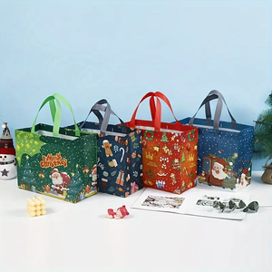 Bolsas de Regalo Navideñas con Asas, Bolsas de Tela No Tejida para Regalos de Navidad, Bolsas Decorativas con Diseño de Papá Noel y Muñeco de Nieve, Bolsas para Fiestas Navideñas - Product Image 1