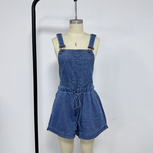 Combinaison <span class=keywords><strong>en</strong></span> <span class=keywords><strong>jean</strong></span> décontractée pour femme, style Channel, été 2026, sans manches, taille élastique, jambe large, bretelles réglables - Product Image 3