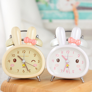 Sonnerie étudiants bruyants enfants chevet veilleuse balayage secondes silencieux chevet dessin animé veilleuse lapin sonnerie réveil - Product Image 4
