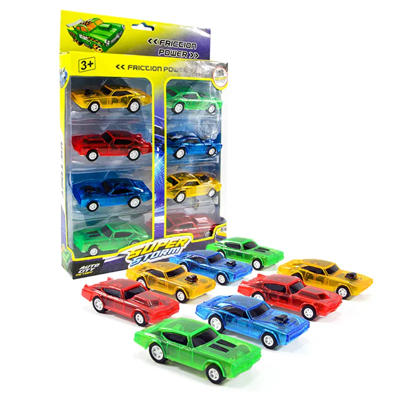 Mobil Mainan Anak-anak, Murah Kualitas Tinggi Plastik Warna-warni Transparan Mobil Tarik Kembali