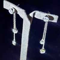 Boucles d'oreilles clous GRA en argent sterling 925, serties de moissanite VVS couleur D, testées positivement au testeur de diamant, avec pampille détachable, pour femme