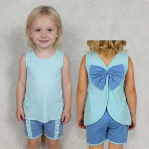 Conjunto de Ropa Casual de Boutique para Niñas, Estilo Princesa, de Algodón, con Espalda Descubierta y Lazo, Conjuntos de Verano a la Moda, Ropa al por Mayor a Precio de Fábrica - Product Image 2
