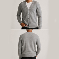 Klassischer Woll/Acryl Strick-Cardigan mit Knopfleiste