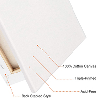 Kit de fournitures artistiques Toile tendue 8x10 pouces 100% coton, triple apprêt, épaisseur de cadre 1,6 cm pour la peinture, marque Sundy, certifiée FSC