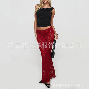 Hot-selling European and American style sexy <b>lace</b> see-through long dress for cross-border e-commerce, source factory wholesale - Product Image 4
