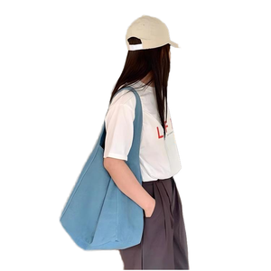 100% Organic Cotton Tote Bag Custom Logo Large Capacity Eco-Friendly Reusable Blank <b>Canvas</b> for Supermarket Shopping Letter Style - Product Image 1