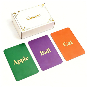 Tarjetas de Aprendizaje Educativas de Cartón con Esquinas Redondeadas Personalizadas, con Diseño de Manzana, Gato y Pelota, para Niños en Edad Preescolar - Product Image 1