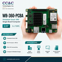 Carte de développement WB-360-PCBA Genio 360 MT8366 5.1 TOPS AI SBC WiFi 6 (2x2) et BT5.4 SBC PCBA CC&C