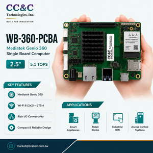 WB-360-PCBA Genio 360 MT8366, 5.1 TOPS AI SBC, WiFi 6 (2x2) และ BT5.4, คอมพิวเตอร์บอร์ดเดี่ยว PCBA CC&C - Product Image 1