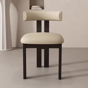Modern Nordic <strong>Retro</strong> Solid Wood <strong>Dining</strong> <strong>Chair</strong> with Leather Upholstery for Small Apartments - Product Image 3