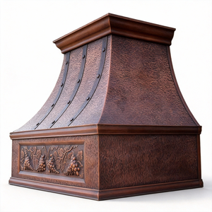 <span class=keywords><strong>Hotte</strong></span> de <span class=keywords><strong>cuisine</strong></span> murale en cuivre martelé artisanal, design gaufré sur mesure - Product Image 4