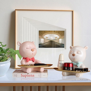 Porta Llaves con Forma de Oso, Bandeja Rosa de 7 Pulgadas, Adorno Multifuncional para Decoración del Hogar - Product Image 2