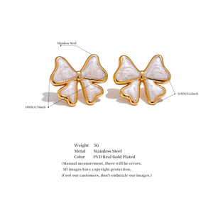 JINYOU 2198 Pendientes de Acero Inoxidable con Esmalte, Diseño de Lazo, Joyería al por Mayor para Mujer, Impermeables e Hipoalergénicos - Product Image 6