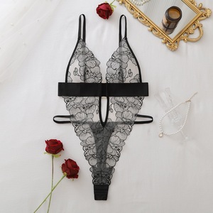 Body Nero <span class=keywords><strong>Sensuale</strong></span> Esotico in Pizzo a Rete con Scollo a V Profondo, Fibbia Centrale, Taglio Alto e Schiena Scoperta per Adulti - Product Image 6