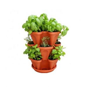 Panier en plastique Pots de fleurs et jardinière Système de tour verticale Pots en plastique classiques <span class=keywords><strong>pour</strong></span> plantes Pot de fleurs en plastique avec décor en <span class=keywords><strong>bois</strong></span> - Product Image 4