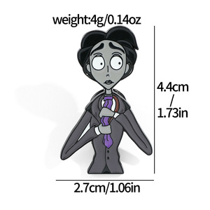 Broche Électroplaquée Personnage de Dessin Animé Anime Europe Amérique, Motif Mariée <span class=keywords><strong>Zombie</strong></span>, Accessoire de Décoration pour Vêtements et Sacs - Product Image 2