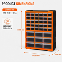Boîtes de rangement pour outils en plastique GDT 1502 ODM OEM avec 39 tiroirs, boîte à outils pour le bricolage et l'artisanat