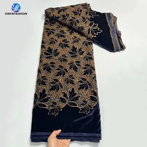 Wholesale Latest African Guipure Cord Fabrics Lace With French Velvet Embroidery 5 Yards Lace High Quality For Women Cloth