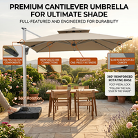 Parasol de terrasse carré moderne Meiqi Roman, grand format, écologique, imperméable, résistant au vent, protection UV, réglable, en aluminium