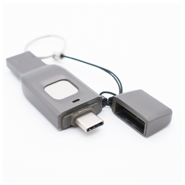 Custom Logo Fingerprint Encrypted USB Drive Metal Portable Secure Data Storage Memory Stick for Business Gift Office Meeting