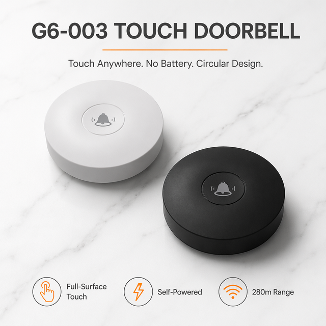Green Energy Wireless Doorbell Kinetic Switch Technology IPX4 Rainproof 100dB 38 Ringtone Options LED Flash Alert Easy Install